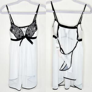 NWT Linea Donatella Fiona Lace Babydoll Chemise G String Lingerie Two Piece Set